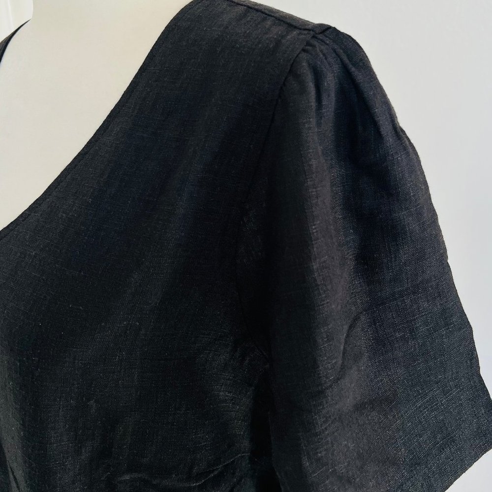 NWT Nicole Miller Original Ladies' Black Pleated Hem Linen Blend Tee Shirt Dress - Picture 7 of 11